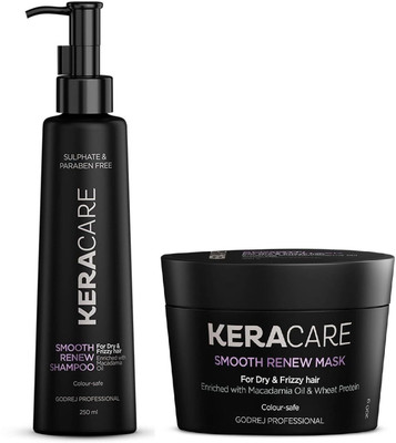 Godrej Professional Smooth Renew Shampoo,250ml and Mask,200g |For Dry & Frizzy hair | Enriched with Macadamia Oil & Wheat Protein(2 Items in the set)