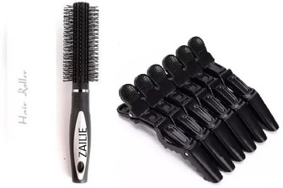 Zailie Round Hair Comb With 6 hair styling Clips(7 Items in the set)