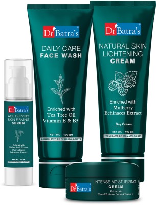 Dr Batra's Age Defying Skin Firming Serum - 50 G, Face Wash Daily Care - 100 gm, Natural Skin Lightening Cream - 100 gm and Intense Moisturizing Cream -100 G (Pack of 4)(4 Items in the set)