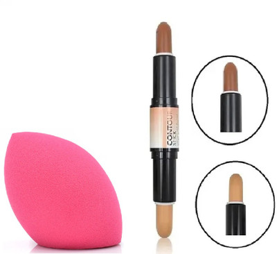 nn Puff Soft Face Makeup Sponge, Loose powder Foundation Blending Sponges With Contour Stick-Dark For Dark Skin Tones(2 Items in the set)