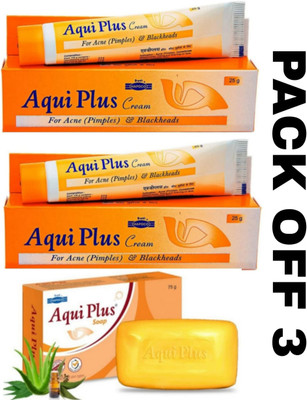 aqui plus FAIRNESS AND PIMPLES GLOW CREAM AND SOAP(3 Items in the set)