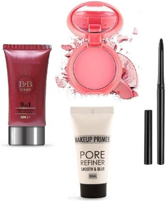 BLUEMERMAID WATERPROOF CRAYON KAJAL BB FOUNDATION BLUSHER KIT & PRIMER COMBO KIT(4 Items in the set)