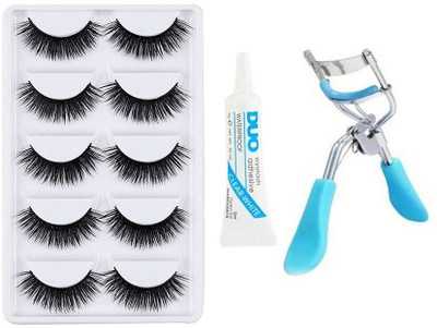 ClubComfort False Eyelashes-Set of 5, Eyelashes Glue & Eyelash Curler(7 Items in the set)