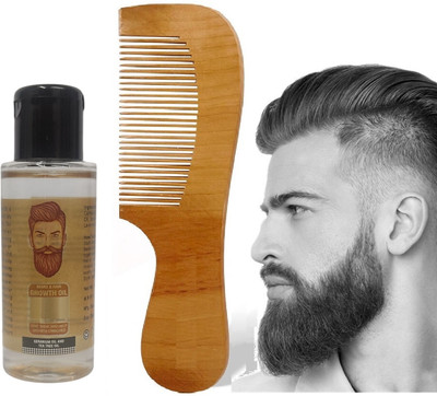 GULGLOW99 Wooden Comb Growing Beard Oil for Men(2 Items in the set)
