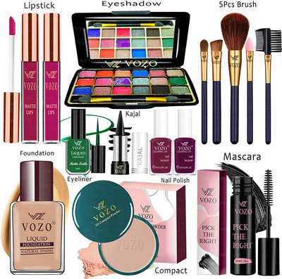 VOZO Makeup Combo Kit One-stop Beauty Package for Beginners and Professionals 187(15 Items in the set)