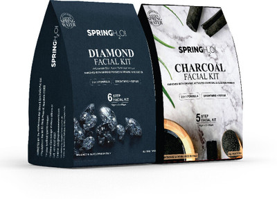SPRING H2O Combo Pack Of 6 Step Diamond + 5 Step Charcoal Facial Kit for Deep Cleansing, Brightening And Skin Purifying(2 Items in the set)