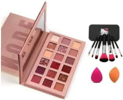 Mehaay cosmetics 18 color Eyeshadow with 7pcs brushes ,sponge 2(4 Items in the set)