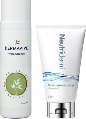 Neutriderm Skincare Combo, Vitamin-E Moisturiser 125ml & Dermavive Hydra Cleanser 250ml(2 Items in the set)