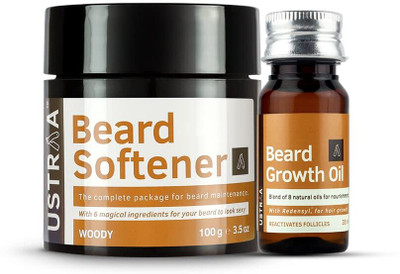 USTRAA Beard Growth Oil - 35ml and Beard Softener Woody -100g(2 Items in the set)