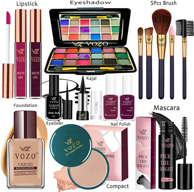 VOZO Makeup Combo Kit One-stop Beauty Package for Beginners and Professionals 25(15 Items in the set)