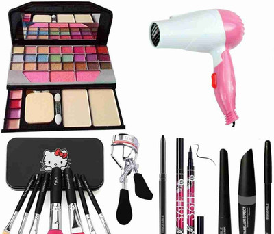 Hezruck 7Pc Makeup brush & Kajal+Eyeliner with 3in1 Combo+Hair Dryer with curler(7 Items in the set)