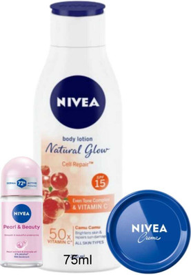 NIVEA Cell Repair 75ml Creme 25ML Pearl Beauty 25ml Roll on(3 Items in the set)