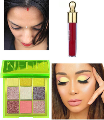 Emijun Matte Liquid Sindoor Maroon with nine color eye shadow(2 Items in the set)