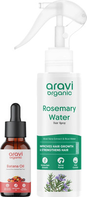 Aravi Organic Pure Batana Hair Oil & Rosemary Water Spray Combo For Hair Care(2 Items in the set)