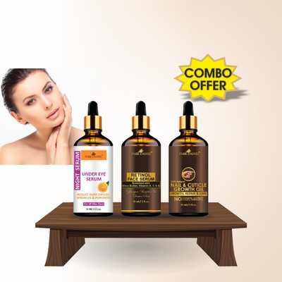 PARK DANIEL Premium Under Eye Serum, Retinol Face Serum & Nail & Cuticle Growth Oil Combo Pack of 3 Bottles of 30 ml(90 ml)(3 Items in the set)