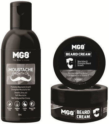 MG8 Beard Softener Cream For Men And Beard Growth Oil Combo | Softens and nourishes your beard | No Sulphate Beard Cream & Beard Oil(2 Items in the set)