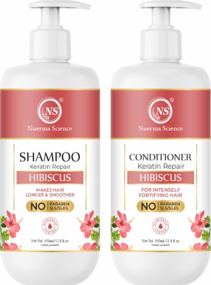 Nuerma Science Natural Hibiscus Shampoo 350ml | Conditioner 350ml Combo Pack for Hair Growth(2 Items in the set)