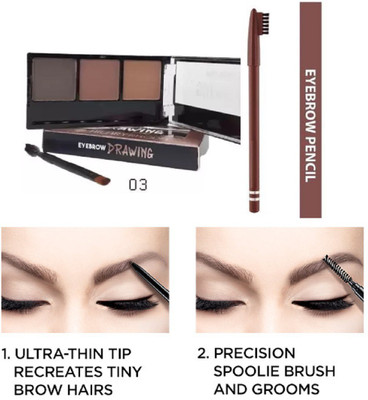 Facejewel Eyebrow Enhancer Powder With Brush & Brown Eyebrow Pencil Combo -2pcs(2 Items in the set)