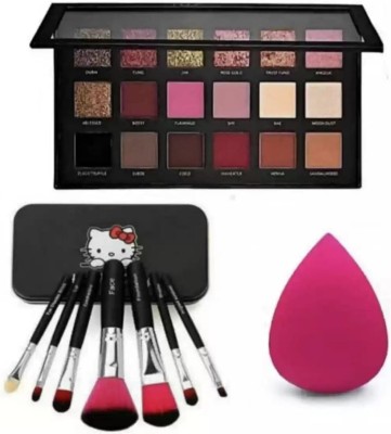 sismo 18 Multicolor Rose Remastered Pigmented Eyeshadow Palette & 7 in1 Makeup Brush with Blender Puff(9 Items in the set)