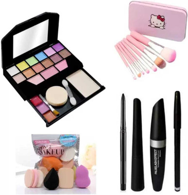 mkldsrh 6155 make up kit with make up brushes with make up sponges kajal eyeliner mascara for face make up(4 Items in the set)