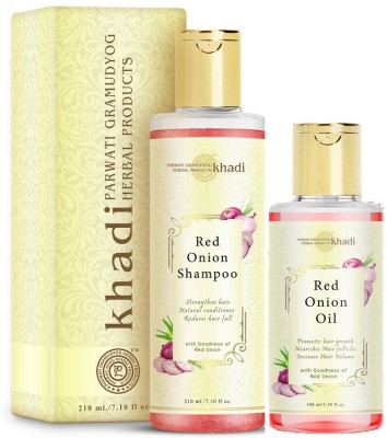 Parwati Gramudyog Herbal Products Red Onion shampoo & Red Onion Oil Combo pack of 2 shampoo 210ml oil 100ml(1 Items in the set)