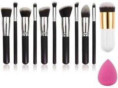 ClubComfort Professional and Personal use synthetic 10 pc brush set with 1 blend brush & 1 Pcs Pink Blender (12 Items in the set)(12 Items in the set)