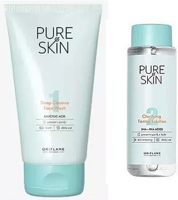 Oriflame Sweden PURE SKIN Deep Cleanse Face Wash & Clarifying Toning Solution(2 Items in the set)