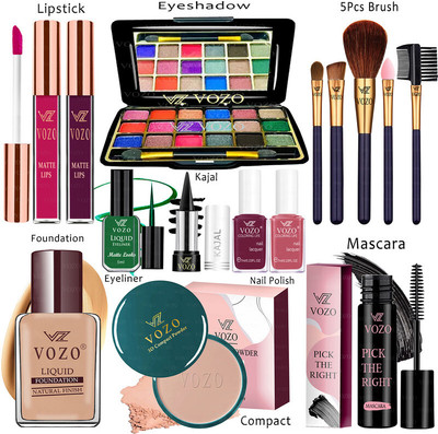 VOZO Makeup Combo Kit One-stop Beauty Package for Professionals 287(15 Items in the set)