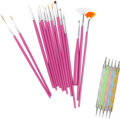 Pohok Professional 15 Nail Art Brush, 5 (2-Way) Dotting Tool Pen (P(2 Items in the set)