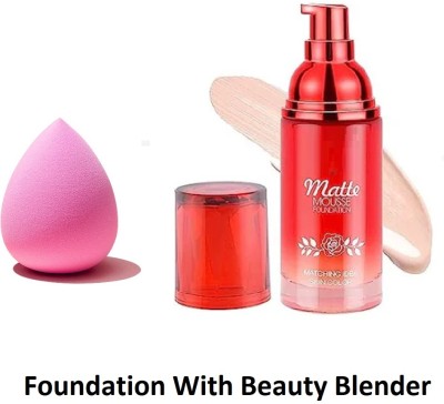 nn matte finish foundation easy to use long lsting with beauty blender(2 Items in the set)