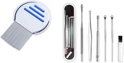 Lenon Lice Egg Removal Comb & 6 Pcs Ear Pick Earwax Removal Kit Pack of 2(2 Items in the set)