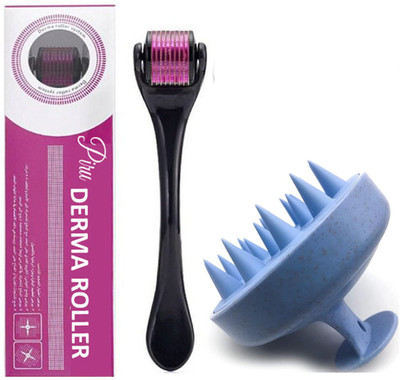 Piru Derma Roller System 0.5mm For Hair Growth And Blue Hair Scalp Massager (COMBO)(1 Items in the set)