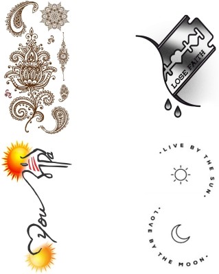 surmul Art And Sun And Moon Tattoo for male And Female Tattoo(Art And Sun And Moon Temporary Tattoo)