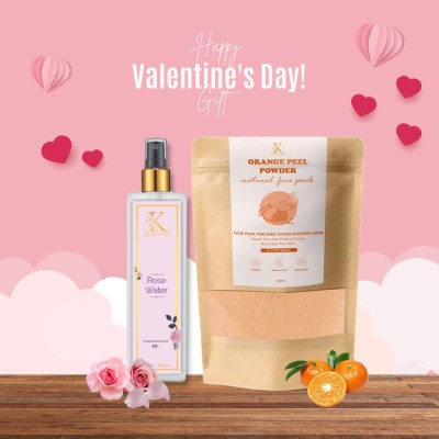 KIMAYRA Natural Orange Peel Face Pack Powder -75gm + Pure Rose Water Spray -100ml | Gulab Jal For Youth Glowing Skin -Skin Care Combo(2 Items in the set)