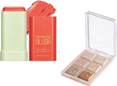 Neycare multi color highlighter with blusher stick orange shade perfect pack of 2(2 Items in the set)