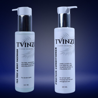 Tvinzi Combo Kit – Tea Tree & Mint Face Wash (100ml) & Protein Conditioner (200ml) | Cleansing and Nourishing Care(1 Items in the set)