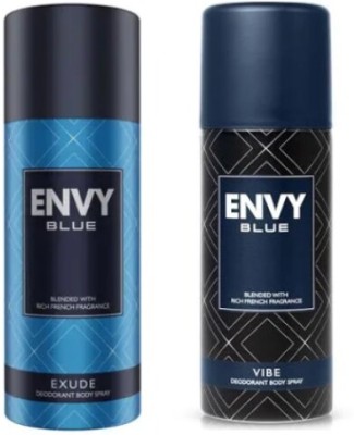 Envy Blue EXCUDE & VIBE Deodorant Body Spray, Blended with Rich French Fragrance (165Ml*2)(2 Items in the set)