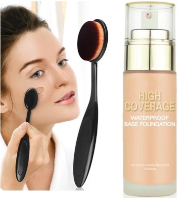 BLUEMERMAID High Coverage Waterproof Base Foundation withwith Face Body Makeup Brush (set of 2)(2 Items in the set)