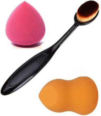 Pohok synthetic single oval brush with 2 puff (3 Items in the set)(3 Items in the set)