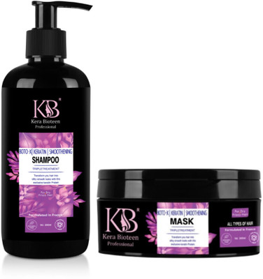 kerabioteen professional keratin shampoo and conditioner kit, sulfate and paraben free shampoo and mask combo, 300 ml each(1 Items in the set)