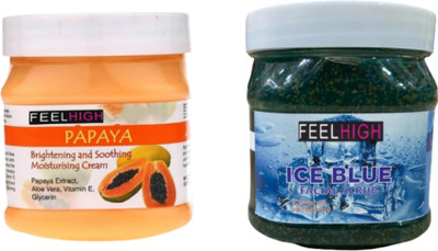 feelhigh Face & Body Papaya Cream 500ml And Ice Blue Scrub 500ml -Skin care Products(2 Items in the set)