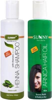 Sunny Herbals Henna Shampoo (With Aloevera)-250Ml and Arnica Hair Oil (With Jaborandi)-150Ml(2 Items in the set)