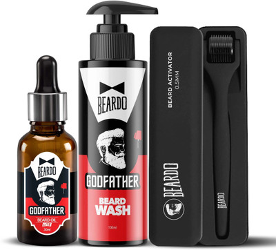 BEARDO Godfather Pro Combo (Godfather Beard Oil 30ml,Godfather Beard Wash 100ml,Beard Activator 0.5mm)(3 Items in the set)