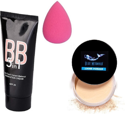 SEUNG LONG LASTING LOOSE POWDER BB 5 IN 1 FOUNDATION & SPONGE BEST COMBO KIT(3 Items in the set)