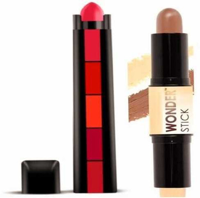 rahnay Combo of 5 in 1 Red Lipsticks & Face Stick Concealer ( Set of 2 )(2 Items in the set)