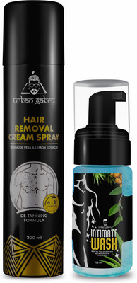 urbangabru Hair Removal Cream Spray - 200 ml & Intimate Wash 100 ml(2 Items in the set)