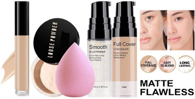 MYEONG Make Up Cover Liquid Concealer And Perfecting Liquid Foundation Combo Pack(5 Items in the set)