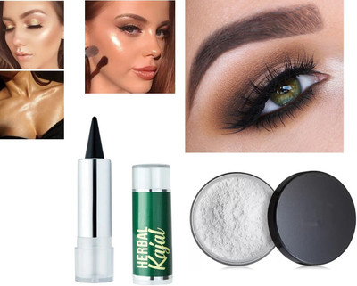 NADJA BEAUTIFUL LOOK COLOR CHANGING SILVER HIGHLIGHTER + BLACK KAJAL COMBO(2 Items in the set)
