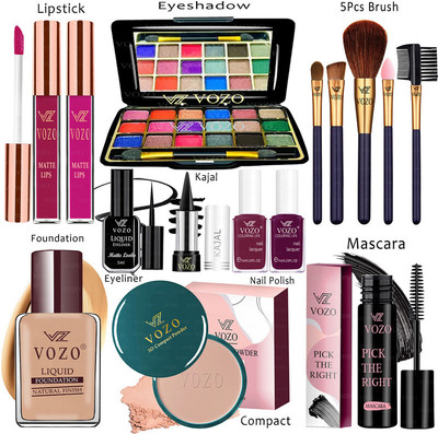 VOZO Makeup Combo Kit One-stop Beauty Package for Beginners and Professionals 265(15 Items in the set)