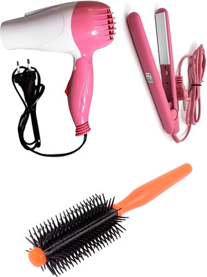 RVLIPS Mini hair straightener & Hair dryer NV-1290 foldable 2 speed setting & Hair Comb(5 Items in the set)